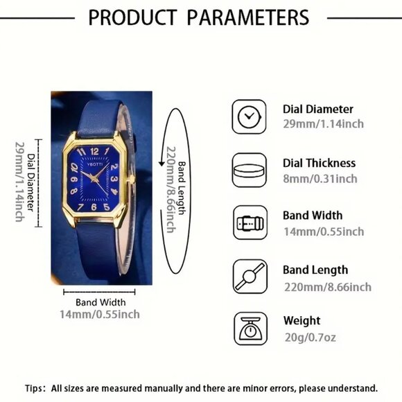 NWT 6pc Women Fashion Retro PU Leather Band Quartz Watches+Crystal Jewelry Set - Picture 7 of 16